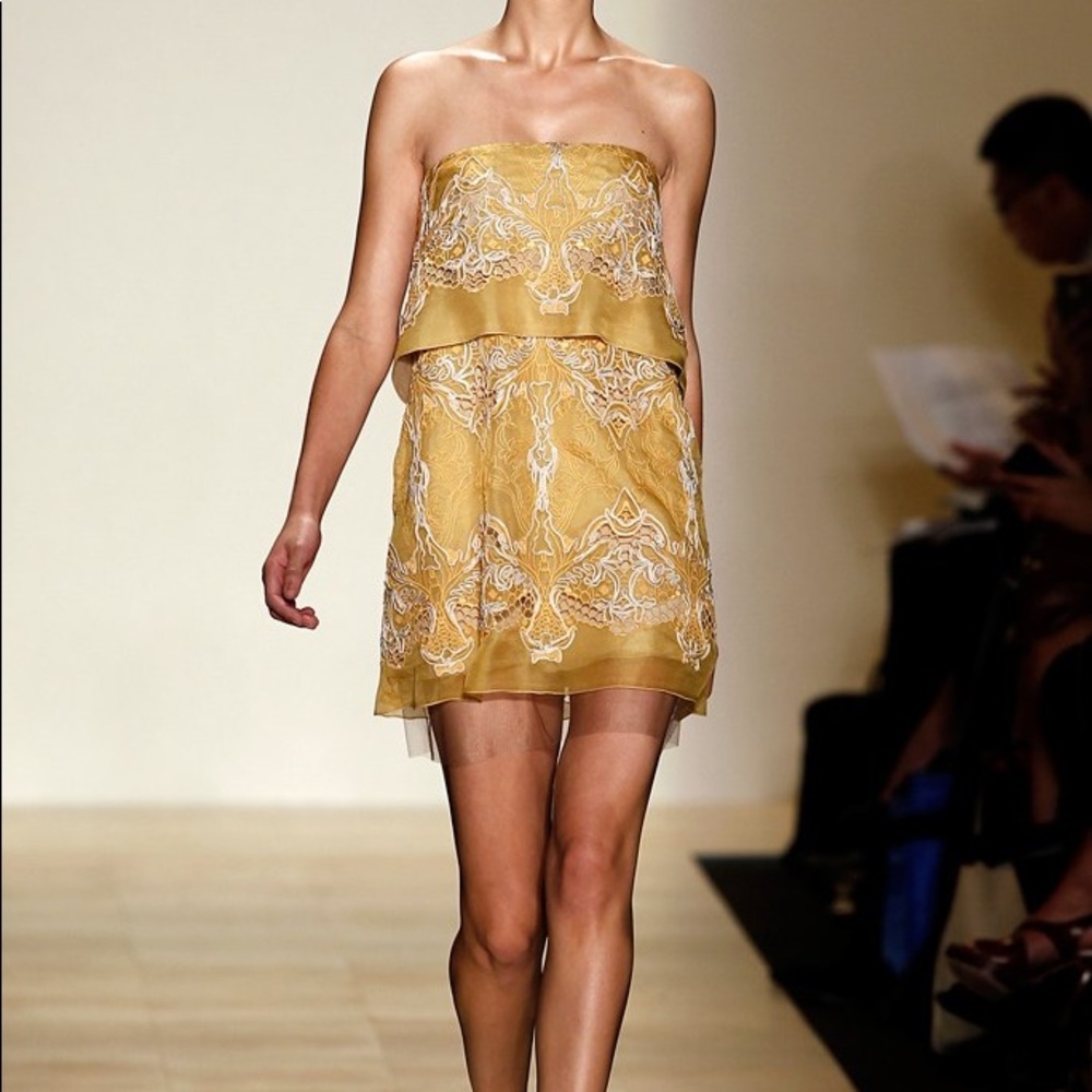 BCBG MaxAzria Runway Samantha Yellow Organza Lace